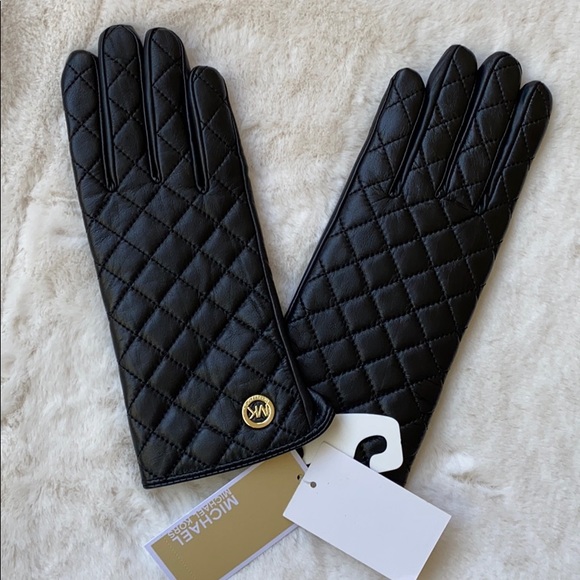 MICHAEL Michael Kors Quilted Leather Gloves Size M NEW - Picture 8 of 8